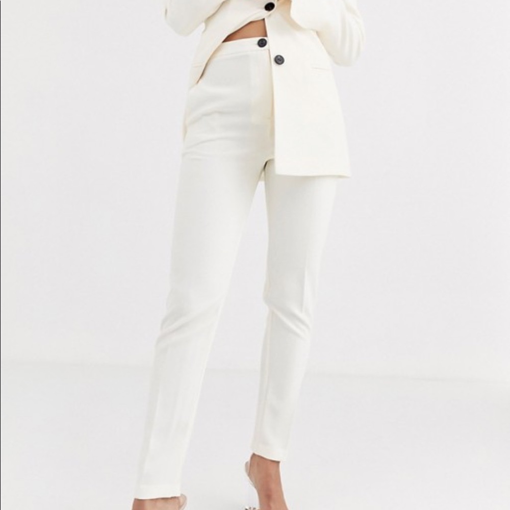 ASOS DESIGN Tall pop slim suit pants in ivory